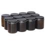 North Mountain Supply 9 Ounce Amber Glass Straight Sided Mason Canning Jars - with 70mm Black Metal Lids - Case of 12