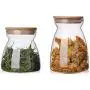 Glasbehälter Set – 2 Größen, Tee-Kaffee-Bohnen-Glasbehälter mit Holzdeckeln, ideal für Lebensmittel, Kekse, Mehl, Zucker, Gewürze (23oz & 37oz)