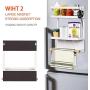 RZChome Rack Fridge Wood Organizer Refrigerator Side Storage Rack Paper Towel Holder, Rustproof Spice Jars Rack Kitchen Storage Wrap Rack Organizer Refrigerator Shelf Storage Adjustable Cabinet