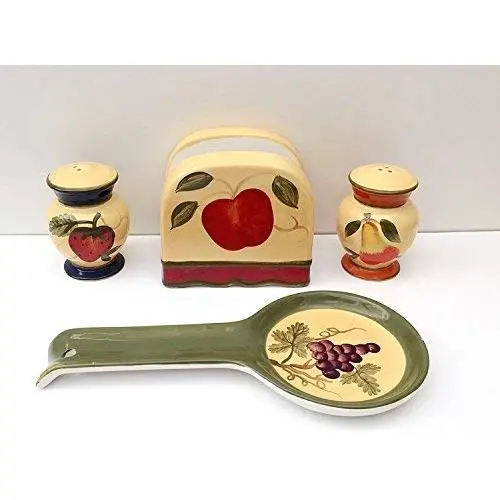 Tuscanischer Garten, bunte handbemalte Obst-Set, 4-teiliges Kochfeld-Set, 89225/28 von ACK