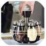 1 Set Glass Spice Jar Rotating Seasoning Box Salt Sugar Pepper Shaker Condiments Storage Bottle Holder Kitchen Gadget