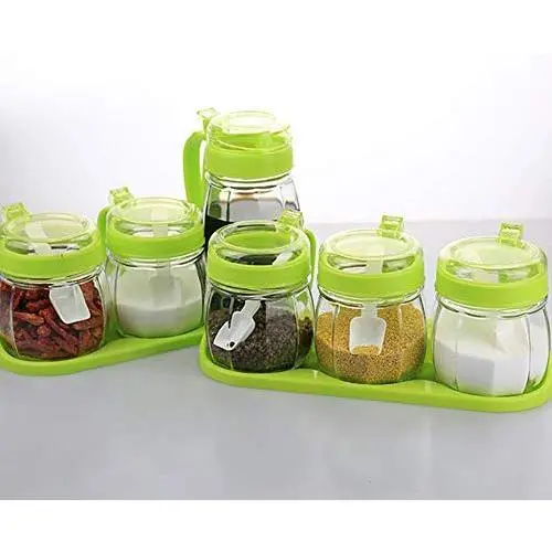 Tree House Canisters Sets for The Kitchen, Small Glass Storage Jar Seasoning Pot with Lids Pack of 6-F 350mlx5+600ml Tree House Canisters Sets for The Kitchen, Small Glass Storage Jar Seasoning Pot with Lids Pack of 6-F 350mlx5+600ml