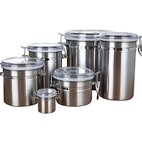 Enterest Coffee Bean Canister Easy to Stack for compact Storage Airtight Container Preserves Food Freshness 6 Sizes Stainless Steel Material Storage Jar (6 Sizes)