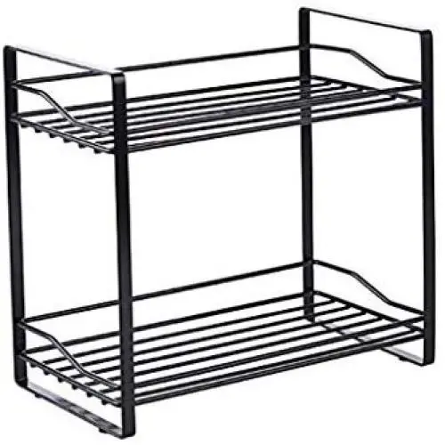 Wrought Iron Double Seasoning Bottle Rack Kitchen Countertop Seasoning Jar Storage Rack Kitchen Storage Rack (Color : Black) Wrought Iron Double Seasoning Bottle Rack Kitchen Countertop Seasoning Jar Storage Rack Kitchen Storage Rack (Color : Black)
