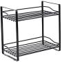 Wrought Iron Double Seasoning Bottle Rack Kitchen Countertop Seasoning Jar Storage Rack Kitchen Storage Rack (Color : Black)