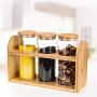 UPKOCH 3pcs Glass Jar with Airtight Seal Wood Lid Clear Candy Jar with Rack Food Storage Canister for Serving Tea Coffee Spice Sugar Salt