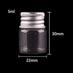 | Storage Bottles & Jars | Dia 22mm 5ml 10ml 20ml 25ml Transparent Glass Bottles Cute Jar Vials Terrarium with Silver Screw Lid Wedding Craft 100pcs | by HUDITOOLS | 1 PCs