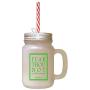 Green Fear Thou Not For I Am With Thee Frosted Glass Mason Jar With Straw