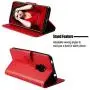 Soft PU Leather Wallet Case for Huawei Mate 20,Flip Stand Case for Huawei Mate 20,Moiky Classic Retro Red 3D Owl Design Solid Color Purse Folio Magnetic Cover with Wrist Strap