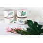 Microwavable Ceramic Noodle Bowl with Handle and Seal Fine Porcelain Green Leaf Design (Leaf-7)