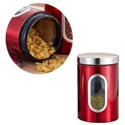 TOPBATHY Stainless Steel Food Storage Jar with Airtight Seal Bamboo Lid/Airtight Food Storage Containers,for Serving Tea, Coffee, Spice and More(11 x 11 x 16.5cm??‰