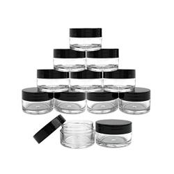 20G/20ML Round Clear Jars- Empty Plastic Cosmetic Jars DIY Creams/Sample/Glitter Storage Refill Cosmetic Bottle with Black Lids for Lotion Lip Balms Make up Balm Travel Tester (24PCS)