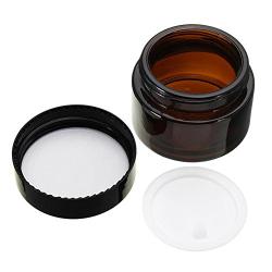 Wresty 4 Pcs Amber Glass Cosmetic Jar Empty Refillable Makeup Sample Comtainer Cosmetic Cream Container Pots With Inner Liners (30g)