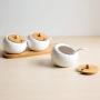 TNKML Ceramic Spice Jar Storage Jar Household Spice Jars Bamboo Tray Spice Jar Sugar Can Salter Kitchenware Spice Container-A