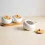 TNKML Ceramic Spice Jar Storage Jar Household Spice Jars Bamboo Tray Spice Jar Sugar Can Salter Kitchenware Spice Container-A