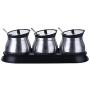 DUDDP Storage Spice lar set Spice Jars Stainless Steel Seasoning jar, Spice Storage Set, with Glass Body & Matched Spoons, Easy to Clean & convinient (Color : Silver)