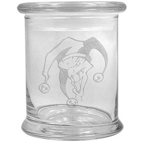 12 oz Clear Glass storage Herb Stash Jar and Lid with Joker Logo