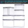 ME.FAN Food Storage Containers [Set of 8] Airtight Storage Keeper with 24 Chalkboard labels Ideal for Cereal, Sugar, Flour, Baking Supplies - BPA Free - Clear Plastic with Black Lids