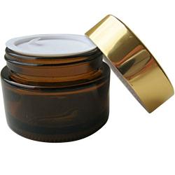 TOPWEL 30ML(1 OZ) Amber Glass with Glod Cap Empty Refillable Cosmetic Cream Jar Pot Bottle Container (3PCS)