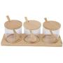 Seasoning Box Spice Pots,Condiment Storage Glass Spice Jars Dispenser Spice Salt Container Sugar Storage Organizer With Wooden Spoon for Kitchen Utensils
