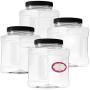 Pack of 4-32 Oz Large Clear Empty Plastic Storage Jars with Lids - Square Food Grade Container with Easy Grip Handles - Multi Purpose Jar BPA Free