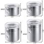 4-Piece Stainless Steel Airtight Canister Set, Beautiful Food Storage Container for Kitchen Counter, Tea, Sugar, Coffee, Caddy, Flour Canister with Clear Acrylic Lid n Locking Clamp Up to 65 oz