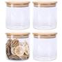 Lawei 4 Pack Glass Storage Jars with Sealed Bamboo Lids - 18.6 FL OZ Clear Glass Bulk Food Storage Canister for Serving Tea, Coffee, Spice, Candy, Cookie Lawei 4 Pack Glass Storage Jars with Sealed Bamboo Lids - 18.6 FL OZ Clear Glass Bulk Food Storage Canister for Serving Tea, Coffee, Spice, Candy, Cookie