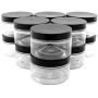 Slime Jars With Lids - 4oz Clear Plastic Jars with Labels & Spatulas & Lids (12-Pack); Straight Sided PET Low Profile BPA-Free Containers Great for Cosmetics, Kitchen, Gifts & Travel (12-Pack, Clear)