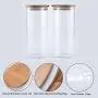 Stapelbare Glas-Lebensmitteldosen mit luftdichten Deckeln, Großpack-Lagerungssatz mit Bambusdeckel, Glas-Küchenbehälter für Konserven, Süßigkeiten, Tee, Mehl, Kaffee, Kekse, Snacks, 60 oz, Set