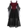 ?Oldlover?Gothic Dresses for Women Plus Size Off Shoulder Butterfly-Sleeve Lace Up Halloween Dress Bardot Dresses