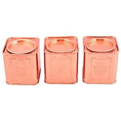 Kosma Set of 3Pc Stainless Steel Tea Sugar Coffee Canister (Square) Inside lid - 4" (Copper Plated)