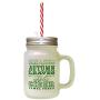 Forest GreenAutumn Leaves Butternut Squash Apples Cinder Frosted Glass Mason Jar With Straw