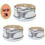 Stainless Steel Storage Box Storage Containers Food storage Containers Steel Canisters with Lid Set Of 3pcs,Small, Medium and Large, Great for snacks Chapati, Paratha, Roti,Fulka etc