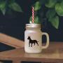 Black Mexican Hairless Dog Silhouette Frosted Glass Mason Jar With Straw