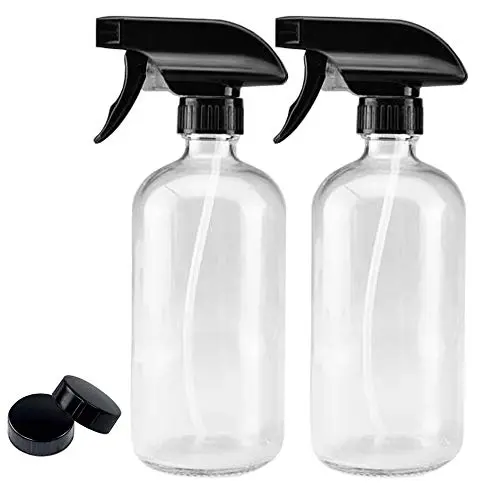 Glas-Sprühflaschen 16 oz Sprühflasche für Reinigung, lebensmittelechte, transparente Alkohol-Sprühflasche [2er-Pack]