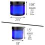 Combination 12 Pack of Cobalt Blue 1oz & 2oz Glass Straight Sided Jars, Lids Included; Empty Refillable Containers for Cosmetics, Creams, Lotions, Essential Oils (6 of Each)