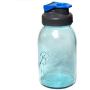 County Line Kitchen Classic Blue Glass Mason Jar Drinking Bottle with Durable, Convenient Flip Cap Lid, Drinking or Storage Container, Leakproof