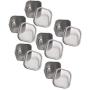 Secret for Longevity 6-Pack of Small 4 Ounce Silver Metal Box Square Rectangle Storage Tin Container Set with Large Clear Window Lids 2.5" x 2.5 inch Base x 1.5" inches Tall