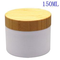 1PC 150ML 5.1oz White Bamboo Lid PP Empty Jars With Liners Make Up Sample Cream Lotion Emulsion Bottle Pot Jars Cosmetic Comtainer Storage