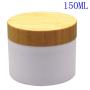 1PC 150ML 5.1oz White Bamboo Lid PP Empty Jars With Liners Make Up Sample Cream Lotion Emulsion Bottle Pot Jars Cosmetic Comtainer Storage