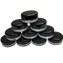 Plastic 15 ML Sample Empty Container Jars Round Pot Black Screw Cap Lid Small Tiny 15g Bottle for Cosmetic Make Up Eye Shadow Nails Powder Gems Beads Jewelry (25 PCS)