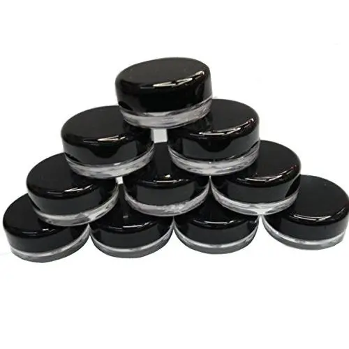 Leere Kunststoffbehälter, 15 ml Probenbehälter, runde Tiegel, schwarz, mit Schraubverschluss, kleine Flasche (25 Stück) für Kosmetik, Make-up, Lidschatten, Nagelpulver, Juwelen, Perlen