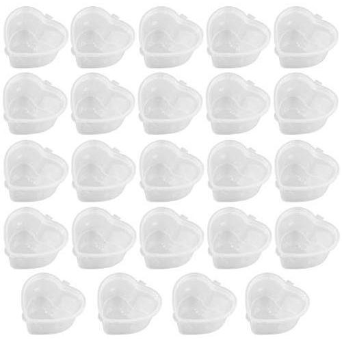 24 Pieces 2.4 oz Heart Shaped Slime Storage Containers Transparent Small Plastic Box with Hinged Lids