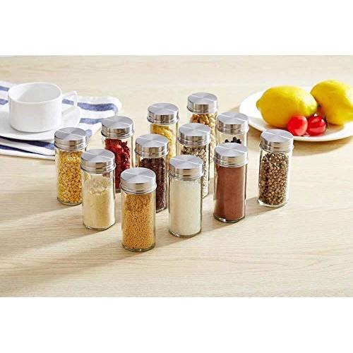 DUDDP Storage Spice lar set Rotating Spice Rack for 12 Spice Jars with Stainless Lids, Free Standing Spice Rack Organiser with Kitchen Storage 21×15.5cm (Color : Silver)