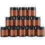 4 oz Amber Round Glass Jars (12 Pack), SXUDA Empty Cosmetic Containers with Inner Liners and black Lids For Slime, Beauty Products, Cosmetic, Lotion，Powders and Ointments