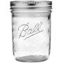 Ball Wide Mouth Pint 16-Ounce Glass Mason Jar with Lids and Bands, 12-Count