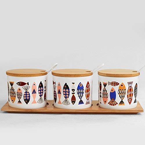 Porcelain condiment jar,Small spice jars Ceramic seasoning pot Ceramic food storage jar Ceramic sugar jar-A
