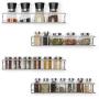 Wall Mounted Spice Racks Jar Bottle Storage Rack 4 Pack for Kitchen Bathroom Cabinet Pantry Door, Sliver (Large)