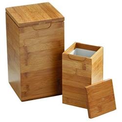 Premier Housewares Bamboo Sqaure Canister With Lid - Natural - 25.5 x 14 x 14cm