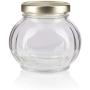 Clear 8 oz Round Facet Glass Jar with Gold Metal Plastisol Lid (3 Pack) Lead Free, Airtight - Wedding and Shower Gifts, and More!